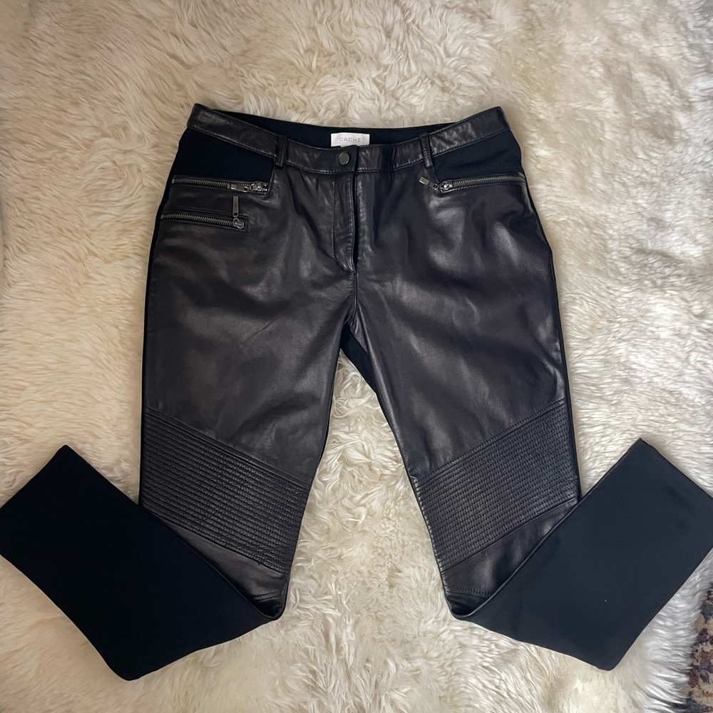 Vintage | rare cache low rise motorcycle skinny leather pants / leggings